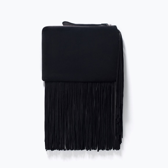 zara leather clutch with fringes - Picture 2 of 4